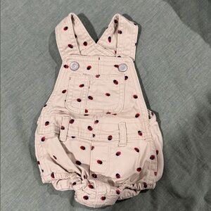Old Navy Cream Overalls with Ladybug Print